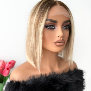 LUXURY perika od prirodne kose Madisson plava s pramenovima